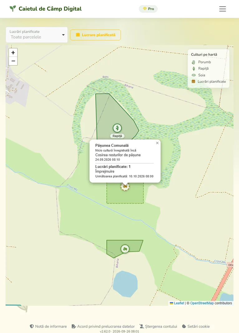 Digital Field Book web dashboard — interactive land map